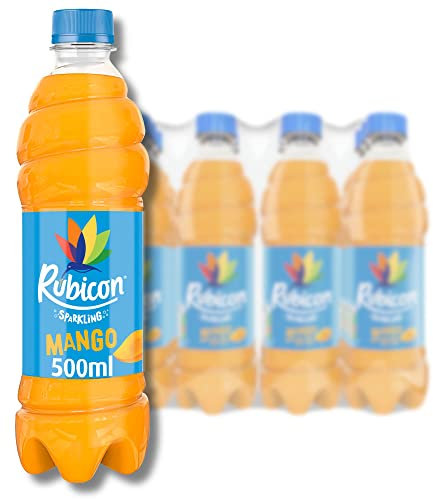 Rubicon 12 Pack Sparkling Mango Flavoured Fizzy Drink with Real Fruit Juice, Handpicked Fruits for a Temptingly Intense Taste Made of Different Stuff - 12 x 500ml Bottles