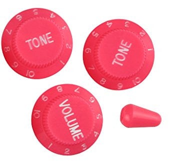 FLEOR ST 2T1V boutons de contrôle de volume de la tonalité de guitare et pointe de commutateur à bascule 5 voies pour pièces de guitare électrique, rose