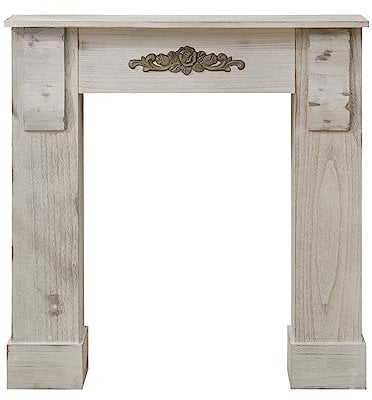 Mobili Rebecca® Marco Chimenea Decorativa Madera Gris Estilo Antiguo Pasillo Dormitorio Decoracion Hogar (Cod. RE4864)