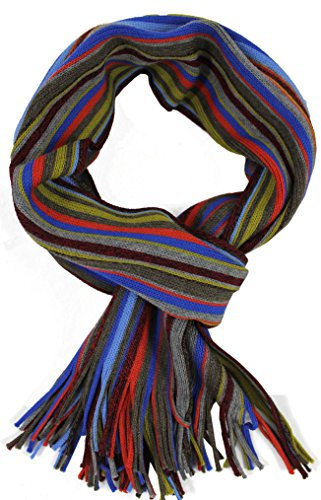 Rotfuchs Strickschal Herrenschal Damenschal Unisex reine Wolle gestreift feinstrick mit Fransen (Mehrfarbig) R623