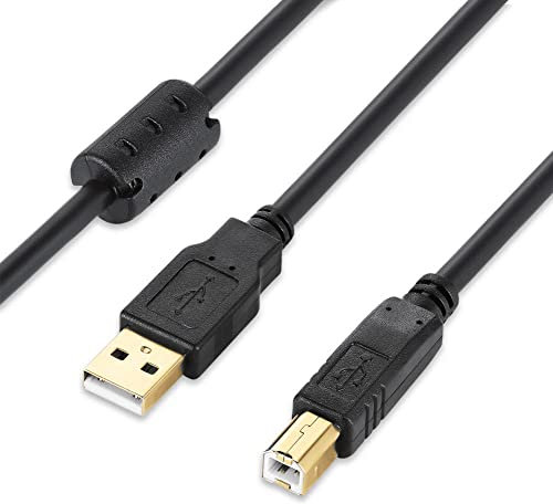 CABLEPELADO Cable Impresora con ferrita, Cable USB para Impresora, Cable USB 2.0 Tipo A a Tipo B, Compatible con HP,Epson,Canon,Brother,Lexmark,Escáner,Disco Duro,Fotografía Digital, Negro, 5 metros