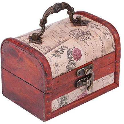 Coffre à bijoux en bois, bois Vintage perle collier bracelet porte-cadeau organisateur classique à la main rétro européenne caisse en bois ancienne mémoire