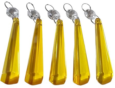 5 Retro Orange Topas Cognac 72mm Schrägende Eiszapfen Kronleuchter Tropfen Tropfen geschliffen Glas Kristalle Perlen Prismen Weihnachtsbaum Ornamente Vintage Hochzeit Dekorationen Licht Lampenteile