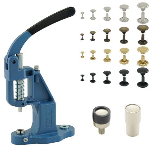 Getmore Parts - Set Composto da pressa ad Occhiello, rivettatrice Cava e 100 Rivetti Corti a Testa Singola, in Acciaio