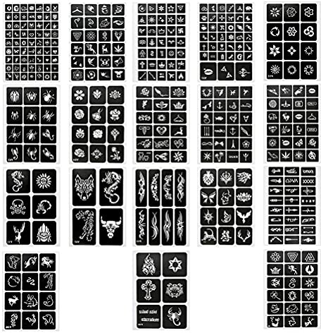 FOCCTS 353 Patterns Temporary Tattoo Stencils 18 Sheets Reusable Tattoo Stickers Removable Body Art Stencil Templates for Women