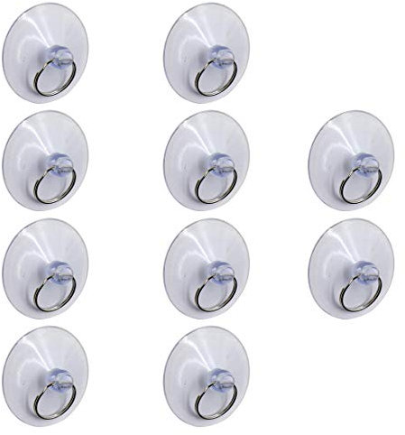 TREELY 10 x Saugnäpfe mit Ringen, 50 mm, transparent, Saugnapf-Saugnäpfe für Fenster und Wandhaken
