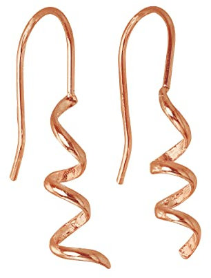 Rose Gold Plated Sterling Silver Corkscrew Drop Earrings