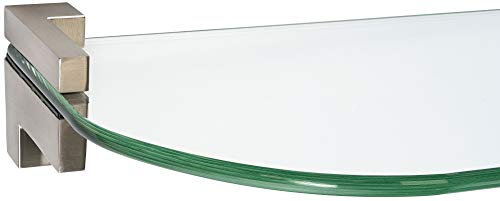 ib style® Glasregal 6mm |inkl. Befestigungsclip PIAZZA Edelstahloptik | 6 Größen| 2 Dekore | Klar | 90 x 15 cm