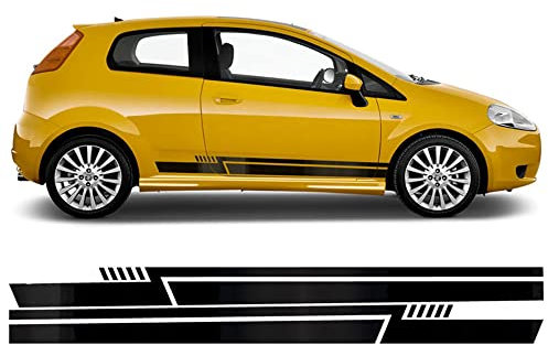 AutoDress® - Set di strisce adesive laterali per Fiat Punto, colore a scelta (nero opaco)