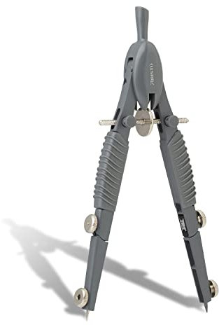 Aristo AR55816 Topline Mat Series Schnellverstellzirkel (Kreise bis 370 mm Durchmesser, Ersatzminen, Schenkel aus Zinkdruckguss) grau