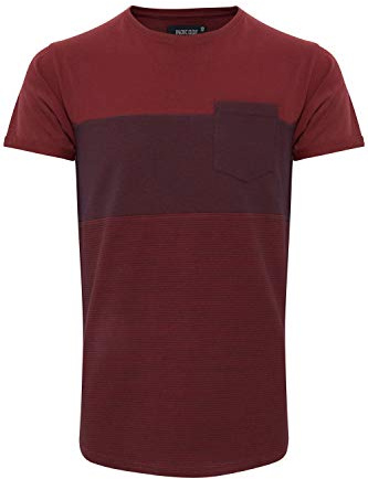 Indicode Morler Herren T-Shirt Kurzarm Shirt mit Streifen aus 100% Baumwolle mit Rundhalsausschnitt, Größe:XL, Farbe:Bordeaux (201)
