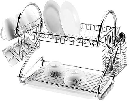 EUROXANTY Escurreplatos con Bandeja | Escurridor de vajilla | Gran Capacidad con 2 Alturas | para Todo Tipo menaje | 44 x 25 cm