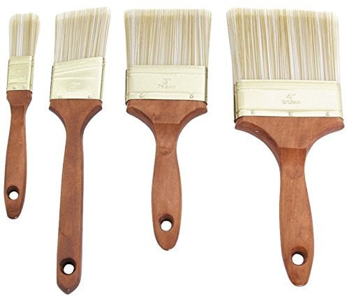 Edward Tools Paint Brushes for Walls Set of 4 - Polyester Synthetic Brushes for Trim, Furniture, Wood - 1” & 2” Trim Brushe - 3” & 4” All Purpose - For Water / Oil Based Paint, Stain, Varnish, Lacquer