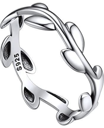 ChicSilver 925 Sterling Silber Oliverblätter Ring Damen Mädchen Vorsteckerring Ehering Verlorbungsring Antragsring in Ringgröße 54 für Freundin Ehefrau