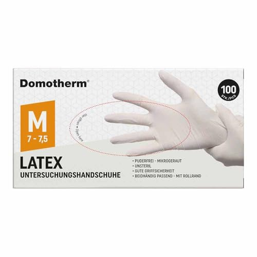 Uebe Medical GmbH DOMOTHERM Unt.Handschuhe Latex unsteril pf M weiß 100 St