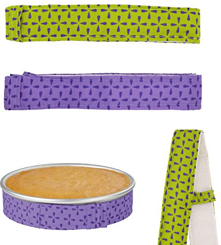 DBOO 2 Set Cake Strips Cake Pan Strips Thick Cotton Bake Even Strips, Super Absorbent Cake Pan Dampen Belts (88 X 4cm, Purple/Green)