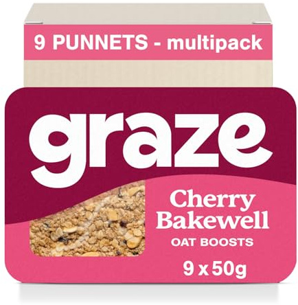 Graze - Healthy Snacks flapjacks cherry bakewell oats bars - Packaging may vary - (Cherry Bakewell, 9 x 50g)