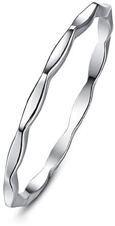 BONLAVIE Ewigkeitsring Stapelbare Ringe Massiver dünner Verlobungs-Jubiläumsring aus 925er Sterlingsilber für sie 55(17.5)