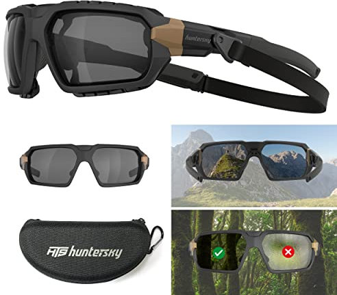HTS HUNTERSKY Q37 Schutzausrüstung, Powersports Motorradbrille, Anti-Beschlag, polarisiert, gepolstert, für Herren, Jagd, Schießen, Airsoft, Fallschirmspringen, staubdicht, winddicht