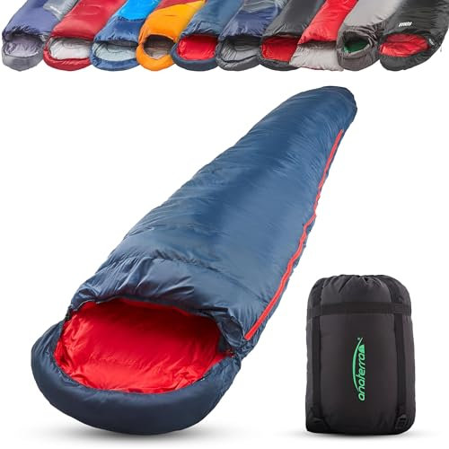 anaterra® Schlafsack - Für, alle Jahreszeiten, Camping, mit Kompressionssack, Leicht, kleines Packmaß, Outdoor, Wasserdicht - Winterschlafsack, Sommerschlafsack, Campingschlafsack (Modell 7)
