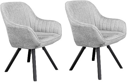 LC Home Esszimmerstühle 2er Set Drehstuhl »Trevina« Webstoff Grau Polsterstuhl Esszimmer Sessel mit Auto-Return-Funktion Stuhl drehbar