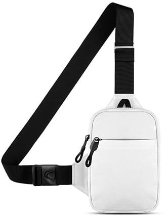 Casecret Umhängetasche Herren Damen Schultertasche Crossbody Bag Sling Chest Klein Handytasche zum Umhängen mit Geldbörse Tasche Wasserdicht Brusttasche Outdoor für iPhone Samsung Bis zu 7.5 Weiß