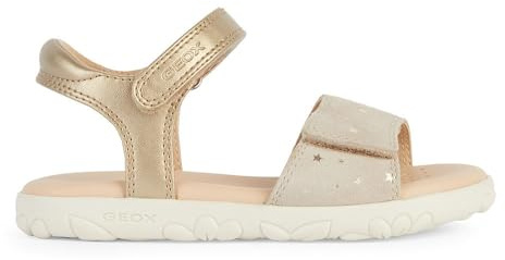 Geox J Haiti Girl Sandal, Platinum/BEIGE, 26 EU