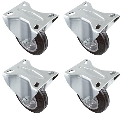 Amig - Pack de 4 Roulettes Fixes | Ø 100 mm | Roulettes pour Déplacer des Meubles ou des Électroménagers | Poids Maximum 100 kg | Pour Déplacer des Meubles Lourds | Roulements à Rouleaux