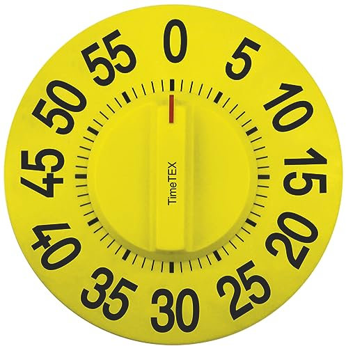TimeTEX - Tafel-Zeitdauer-Uhr XL-Ziffern | Magnetischer, batteriefreier Timer. Mit normalem Ziffernblatt und Signalton am Ende der Laufzeit | Inhalt: Timer Gelb / Schwarz (Größe: 20 cm ø)