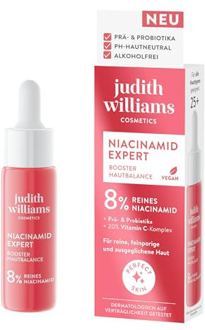 Judith Williams Cosmetics Niacinamid Expert Booster, Gesichtspflege mit 8% reinem Niacinamid, ebenmäßiges Hautbild & Stärkung der Hautbarriere, Spot-Treatment gegen Unreinheiten, 20 ml