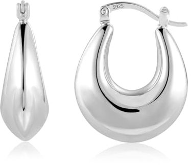 ALEXCRAFT Orecchini Cerchio Argento 925 Grandi Spessi Orecchini a Cerchio Spessi Donna Orecchini Cerchi Argento 31mm