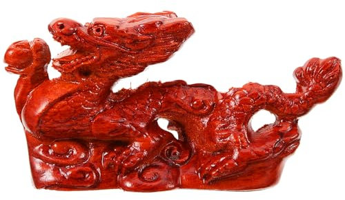 NOLITOY Chinesische Drachenstatue Aus Holz 2024 Jahr des Drachen Skulptur Fengshui-Drachenstatue Sternzeichen Drache Figur Für Glück Erfolg 12 cm