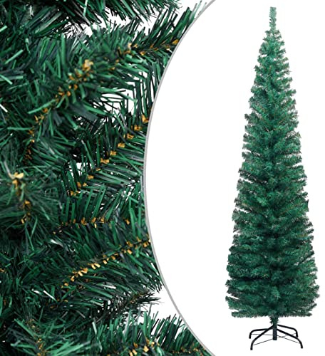 Camerina Schlanker Künstlicher Weihnachtsbaum mit Ständer Grün 180cm PVC Lichterbaum Innen
