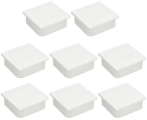 uxcell Kunststoff-Rohrstopfen für Handlauf, Treppenkantenschutz, quadratisch, Weiß, 8 Stück