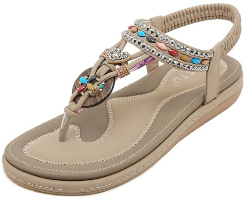 Vunavueya Sandali Moda Donna Scarpe Sandalo Infradito Casual Bohemia Flip Flop Spiaggia Estivi Scarpe Donna Beige Strap 40