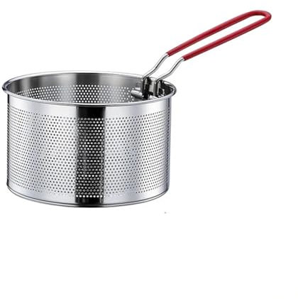 Cestino per friggitrice, in acciaio inox, con manico lungo, per pentola rotonda per alimenti, 16 cm