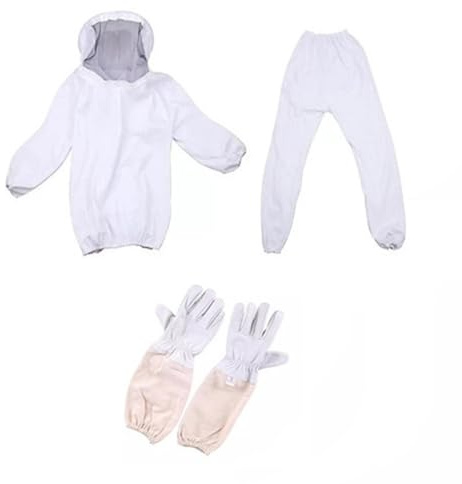 Traje de Apicultor Completo, Traje de Apicultura Profesional con Guantes, Gorro de Apicultor con Velo, Ropa Apicultura Transpirable Traje Abejas Chaqueta Pantalones Sombrero Apicultor Hombres Mujer