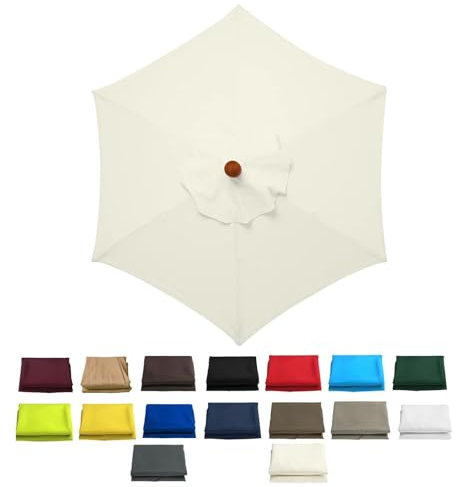 Parasol de Repuesto para Sombrilla de Patio, Repuesto para Sombrilla de Patio De 6 Varillas/8 Varillas, Tela de Repuesto,Cubierta de Repuesto para Sombrilla(Beige,8ribs:3.0m/9.8ft)