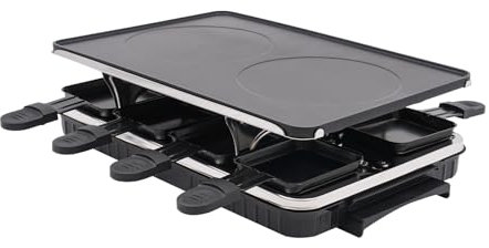 Elektrischer Tischgrill 1300 W Elektrogrill Tischgrill 2-in-1-Elektro-Grillplatte mit 8 Raclette, Elektrogrill für Balkon, Flache Antihaft Oberfläche zur einfachen Reinigung
