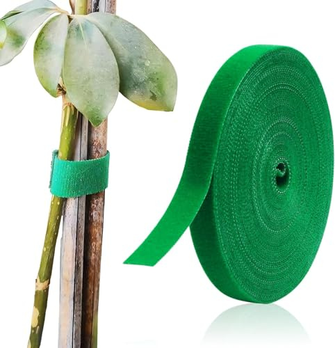 Gartenbinder 1 Rolle 33ft/10m Pflanzenstützen,Pflanzenband Klettverschluss Verstellbar,Klettband Garten Outdoor Grün,Pflanzen Befestigung Kabelbinder, Band Zum Festbinden von Pflanzen,Baum