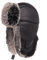 Futrzane Trapperhut aus Leder - Fliegermütze Damen - Russische Mütze Uschanka (L, Schwarz - Grau Siberian)