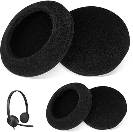 Kopfhörer Ohrpolster Kopfhörer Schutzüberzug für Logitech - Kopfhörer Schaumstoff, Kopfhörer Polster, Schaumstoff Polster passend für Logitech H390/H330/H340/H600/H609/H760 (2 Paar, Φ5CM, Schwarz)