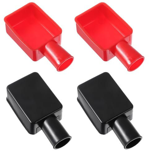 4 Stück Batteriepolabdeckung, Auto Batterie Polabdeckung Batterie Abdeckung Polabdeckung PVC Gummi Batterie Klemmenabdeckung Positiv Und Negativ Für Auto Elektrofahrräde (Rot+schwarz)