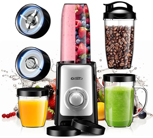 Smoothie Blender, Personal Blender for Shakes and Smoothies,12Pcs Coffee Grinder and Countertop Blenders Combo for Kitchen, Portable Smoothie Blenders with 10oz/17oz x2/23oz Cups (BLACK) (black2)