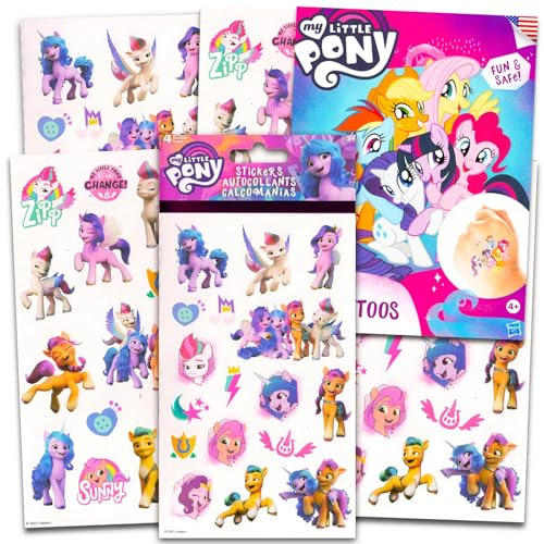 My Little Pony Aufkleber-Dekorationspaket – über 65 My Little Pony Filmaufkleber, Partygeschenke plus Tattoos, My Little Pony Party Supplies Geburtstag