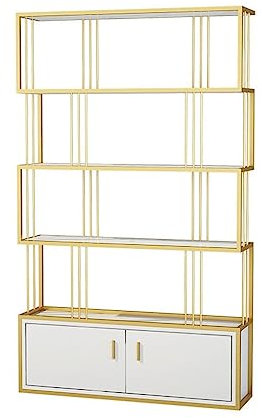 Modern Metal Bookshelf with Cabinet Screen Divider Ideal for Living Room and Office Decor Stylish Display Stand for Plants and Books