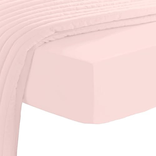 Pizuna Luxueux Drap Housse 160x200 cm Rose Clair, 100% Coton Longue Tige 600 Fils Armure Satin, Drap Housse de Luxe Bonnet 40 cm (Rose Clair Drap-Housse Coton 2 Personne)