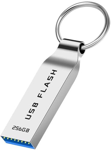 Locpof USB Stick 256GB Speicherstick Metall USB-Stick USB Sticks mit Schlüsselring USB-Flash-Laufwerk Wasserdichter Data Datenspeicher für PC, Laptop, Computer, Tablet,Silber