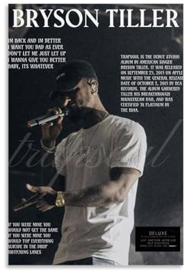 YRAEYWAER Bryson Tiller (1) Poster, ästhetische Dekoration, Wohnzimmer, modern, Familie, Schlafzimmer, Wohnzimmer, Wandkunst, Dekoration, Poster, 20 x 30 cm, ungerahmt, 11