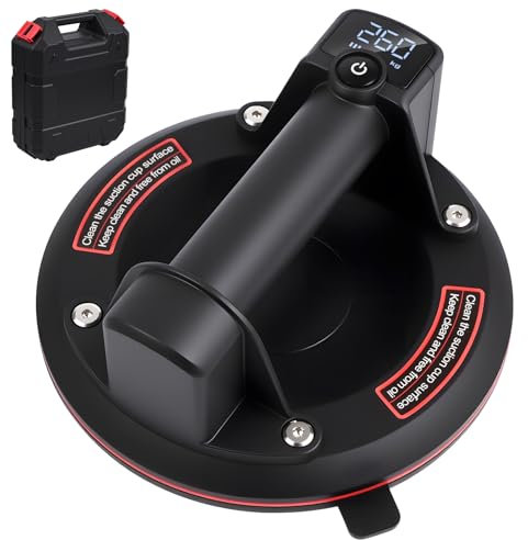 Gaethra Ventosa per Piastrelle con 1800mAh Batteria, 8 Ventose Capacità Elettrico di Carico Max. 260 kg, Ricaricabile, Ventosa con Scatola di Trasporto per Vetro, Piastrelle, Marmo